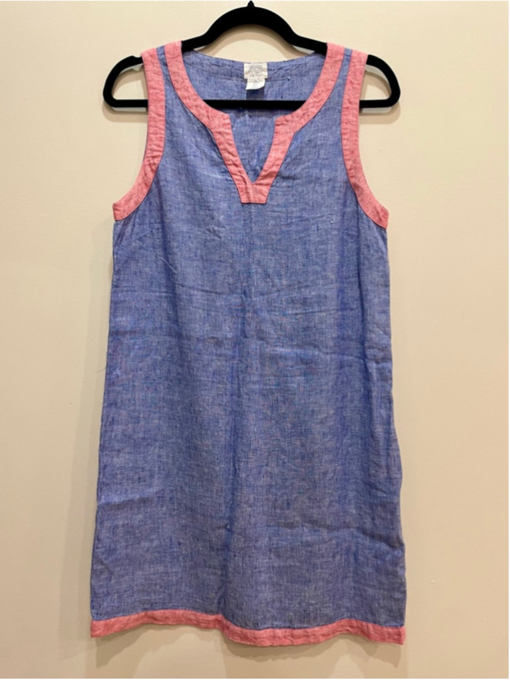 Sigrid Olsen Chambray Linen Dress S Sleeveless V-neck Coastal Preppy Resort